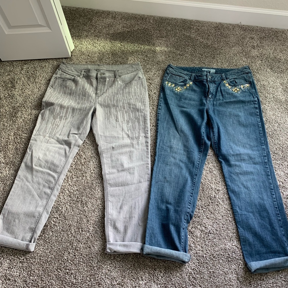 Chico’s size 2 jeans both have embellishments on them stunning!